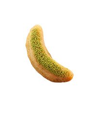 Détail de la Corne de Gazelle Pistache – texture fondante et éclats de pistache